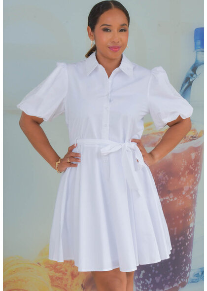 KIEA- Solid Button Down Dress with Collar