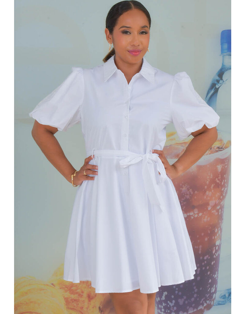 KIEA- Solid Button Down Dress with Collar