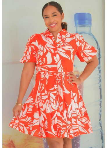 MLLE Gabrielle KIYOMI- Printed Button Down Puff Sleeves