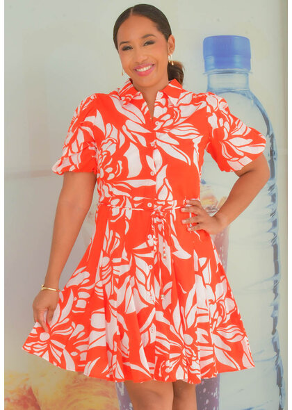 MLLE Gabrielle KIYOMI- Printed Button Down Puff Sleeves