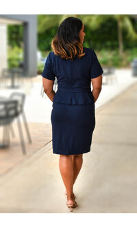 Nina Leonard RICULA- Short Sleeve Dress with Buttons