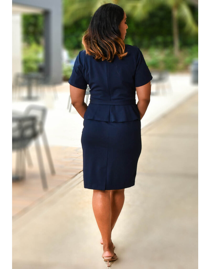 Nina Leonard RICULA- Short Sleeve Dress with Buttons