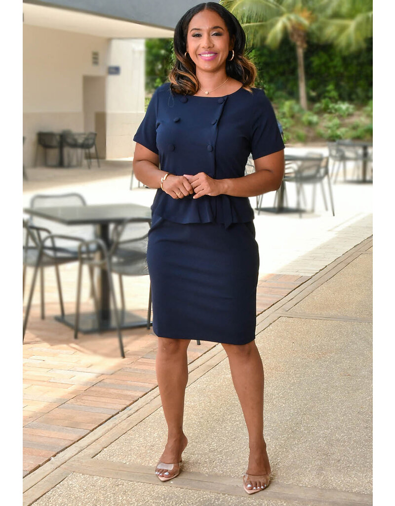 Nina Leonard RICULA- Short Sleeve Dress with Buttons