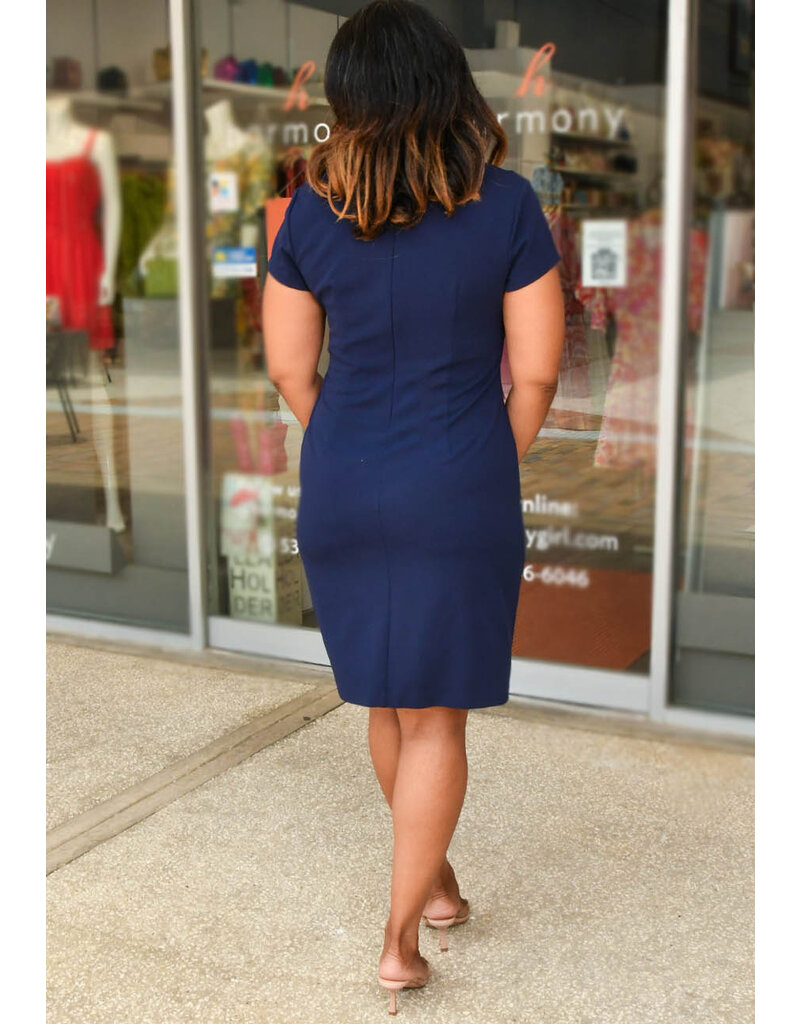RENLEY- Solid Dress with Sweet Heart Neckline