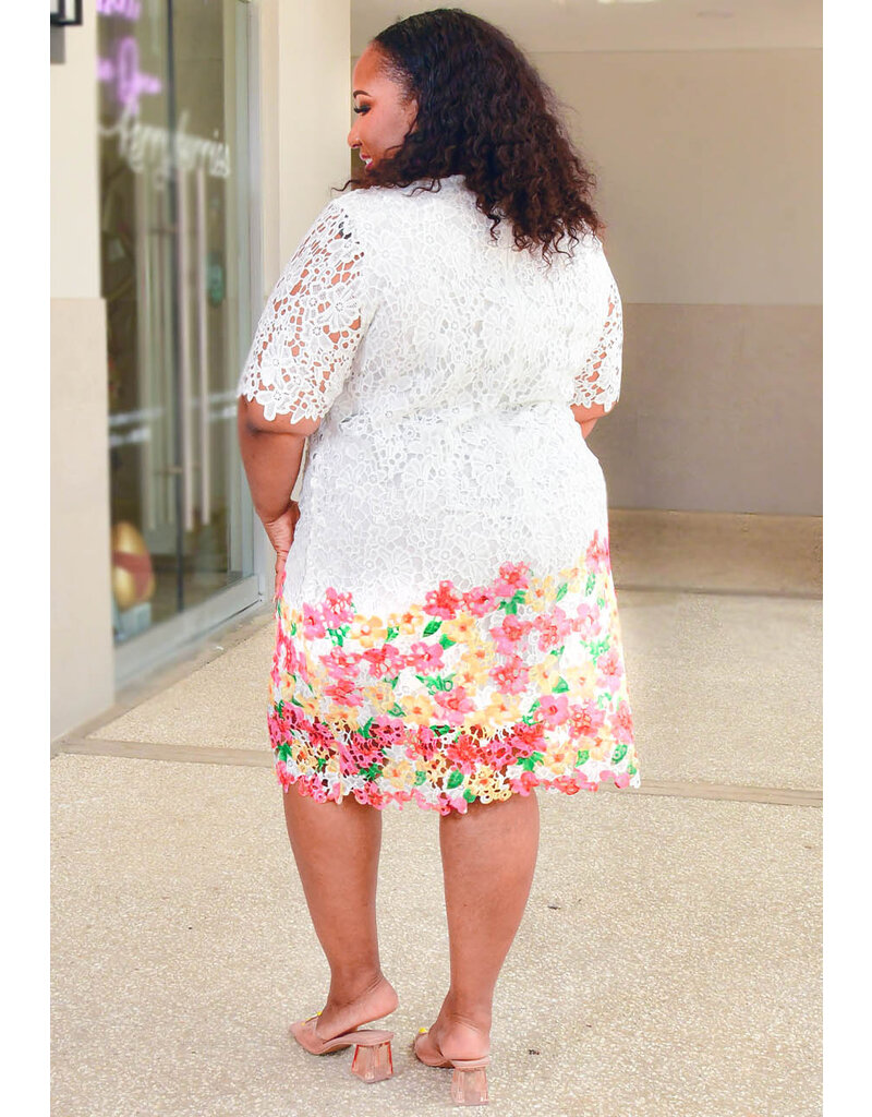 Nina Leonard COLE- Plus Size Dress with Floral Bottom