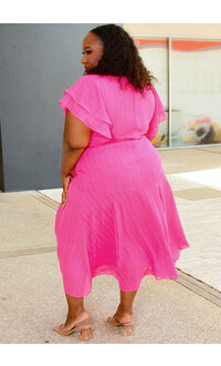 Maison Tara FIERAN- Plus Size Dress Long Double Frill Sleeve