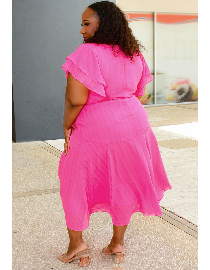 Maison Tara FIERAN- Plus Size Dress Long Double Frill Sleeve