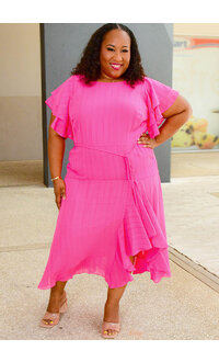 Maison Tara FIERAN- Plus Size Dress Long Double Frill Sleeve