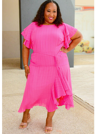Maison Tara FIERAN- Plus Size Dress Long Double Frill Sleeve