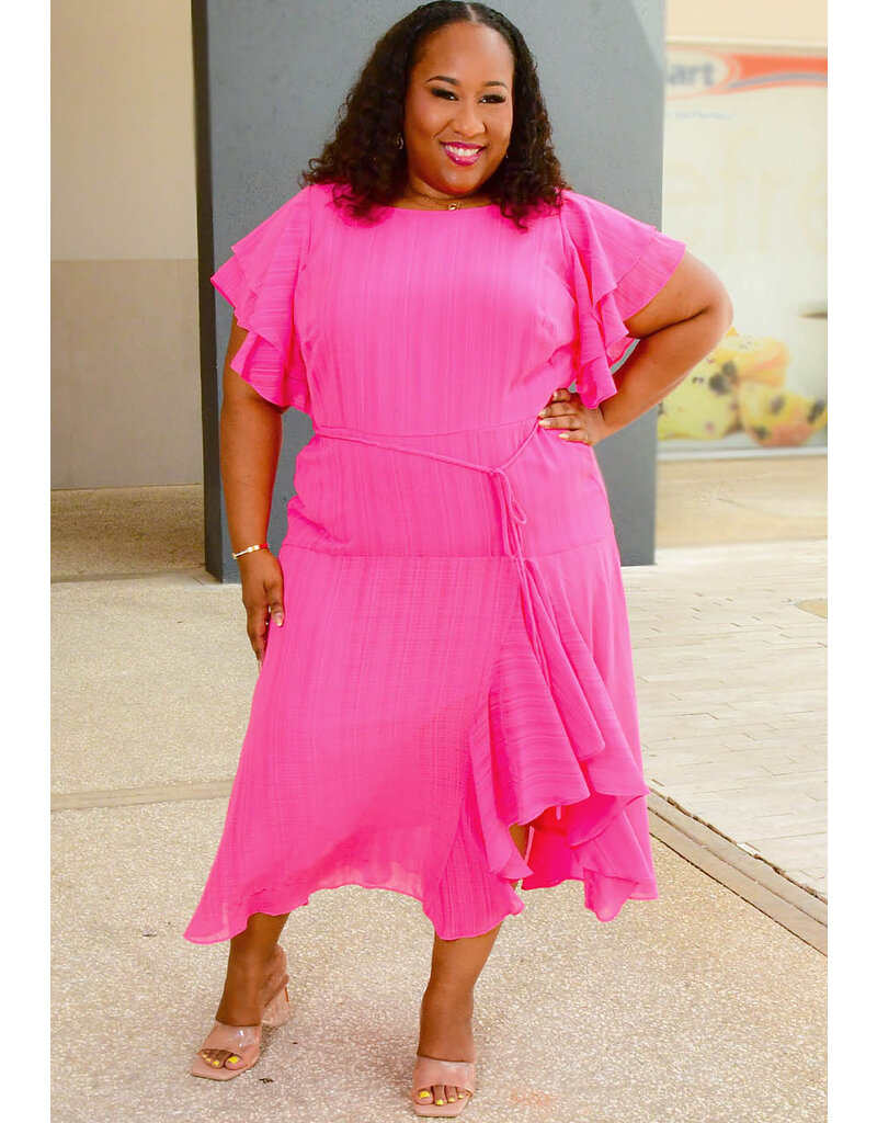 Maison Tara FIERAN- Plus Size Dress Long Double Frill Sleeve