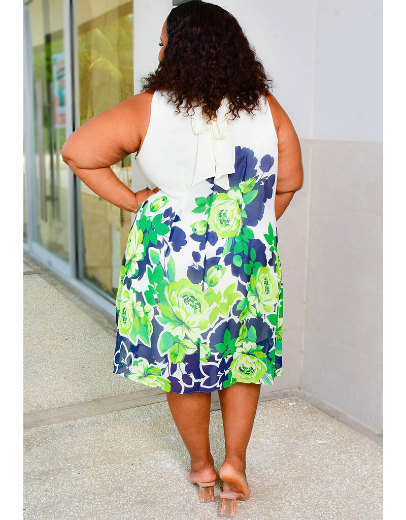 Signature FLAVIA- Plus Size Mock Neck Overlay Dress