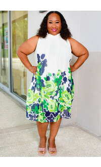 Signature FLAVIA- Plus Size Mock Neck Overlay Dress