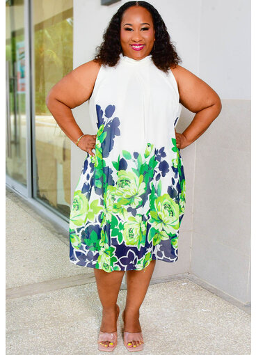 Signature FLAVIA- Plus Size Mock Neck Overlay Dress