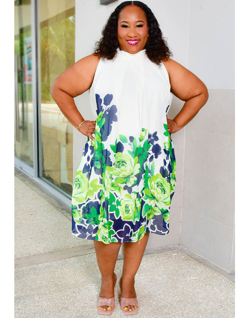 Signature FLAVIA- Plus Size Mock Neck Overlay Dress