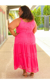 Signature GELINA- Long Plus Size Patch Lace Dress