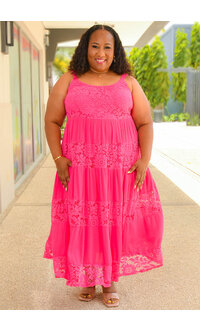 Signature GELINA- Long Plus Size Patch Lace Dress