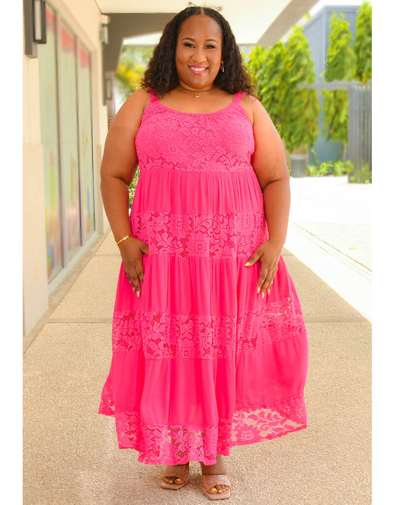 Signature GELINA- Long Plus Size Patch Lace Dress