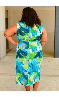 IMEA- Plus Size Printed Armhole Dress