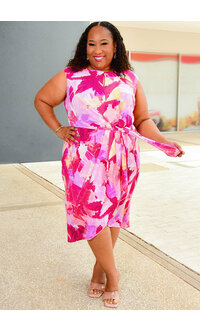 IMEA- Plus Size Printed Armhole Dress