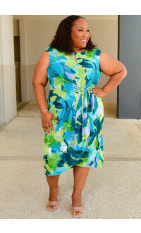 IMEA- Plus Size Printed Armhole Dress