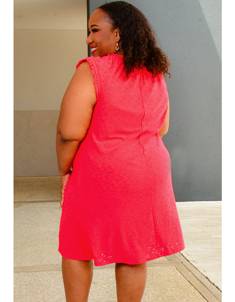 IRAH- Plus Size Dress with Frill Neck & Arms