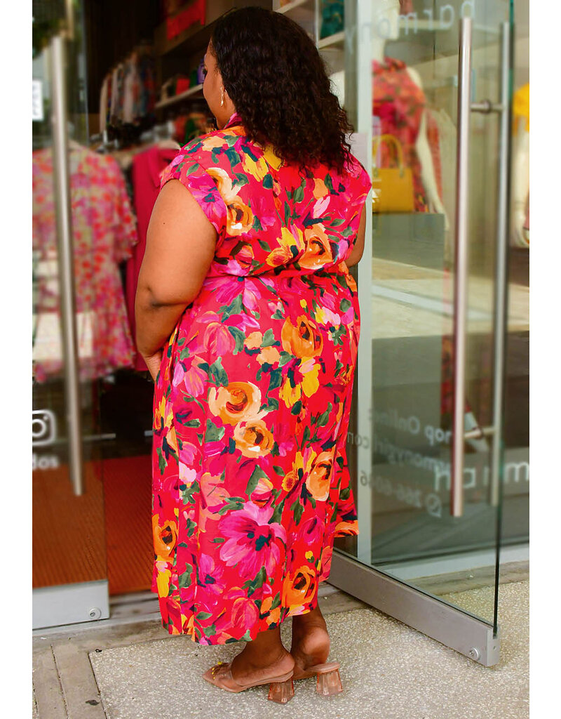 Julia Jordan KAKA- Plus Size Floral Button Down Dress