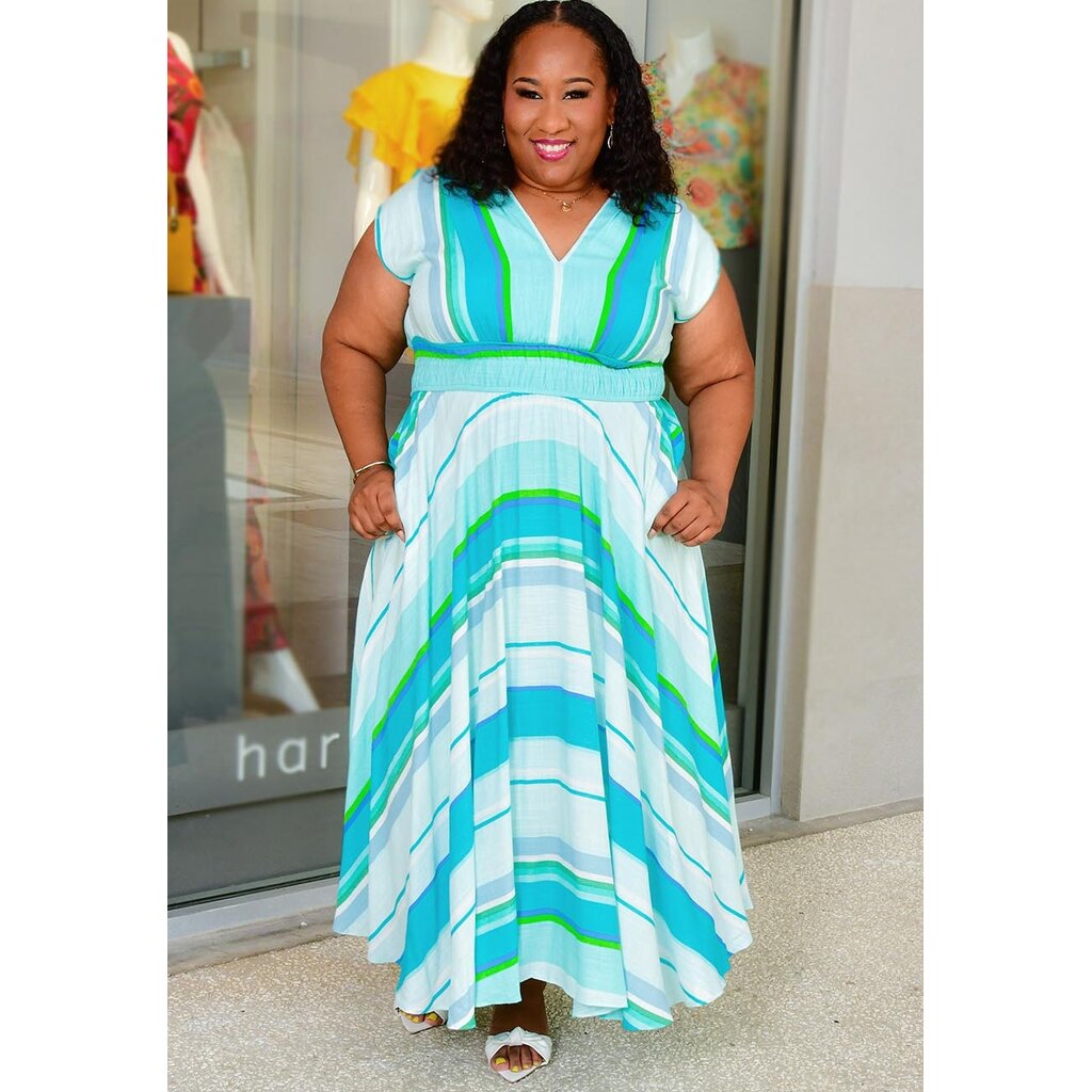 NIKIE- Plus Size Long Stripe Dress