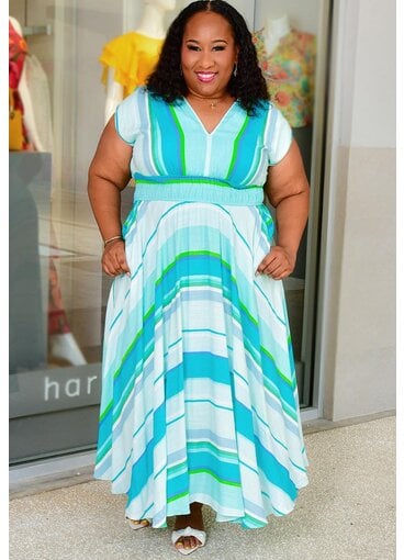 Maison Tara NIKIE- Plus Size Long Stripe Dress