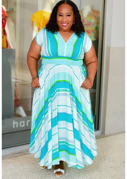 Maison Tara NIKIE- Plus Size Long Stripe Dress