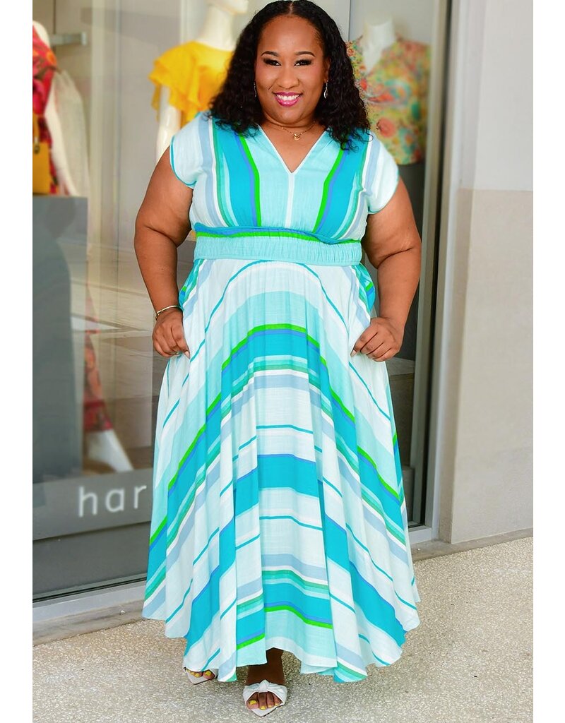 Maison Tara NIKIE- Plus Size Long Stripe Dress