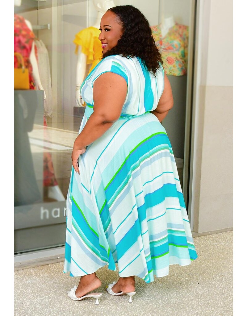 Maison Tara NIKIE- Plus Size Long Stripe Dress