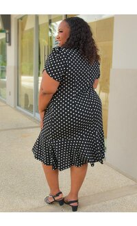 Shelby & Palmer RATON- Plus Size Polka Dot Frill Hem Dress
