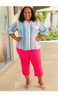 ZAC & RACHEL ZIX- Plus Size Capri Pull On Pants with Split