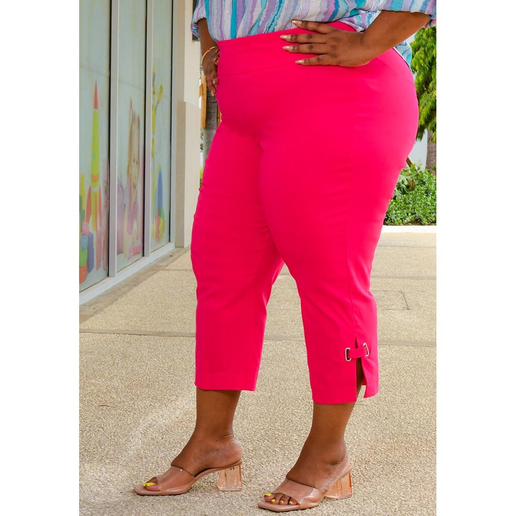 ZIX- Plus Size Capri Pull On Pants with Split
