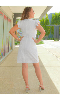 KOND- Solid V Neck Cap Sleeve Dress