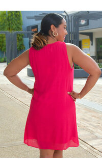ZAC & RACHEL KITU- Solid Armhole Round Neck Dress