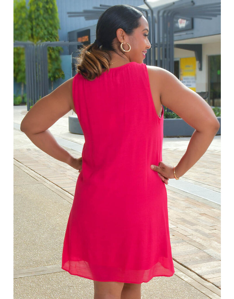 ZAC & RACHEL KITU- Solid Armhole Round Neck Dress