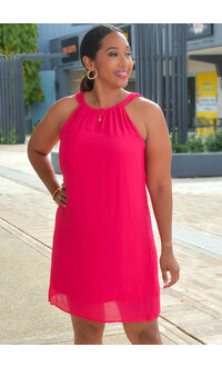 ZAC & RACHEL KITU- Solid Armhole Round Neck Dress