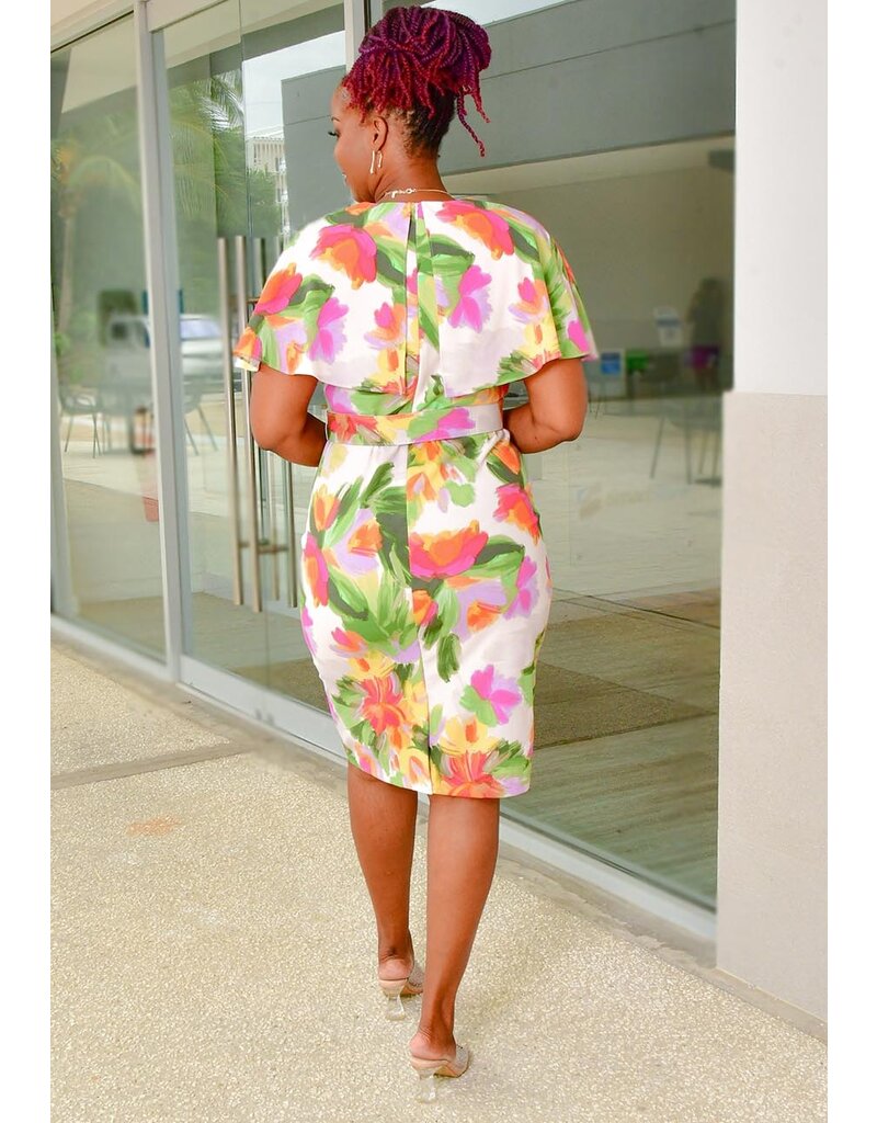 Maison Tara RAAM- Floral Cape Sleeves with Belt