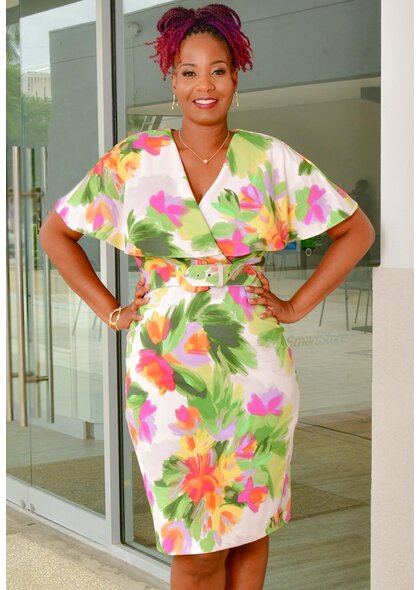 Maison Tara RAAM- Floral Cape Sleeves with Belt