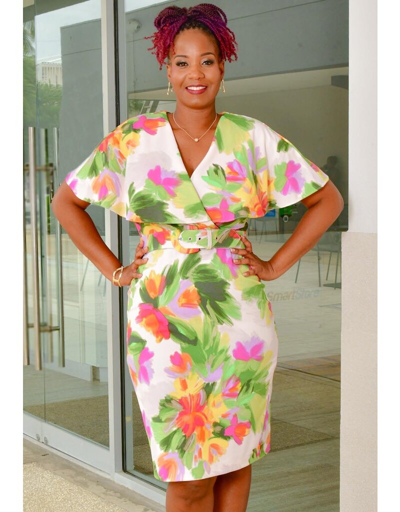 Maison Tara RAAM- Floral Cape Sleeves with Belt