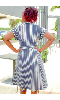 Signature KYLAH- Stripe Fit & Flare Dress with Band
