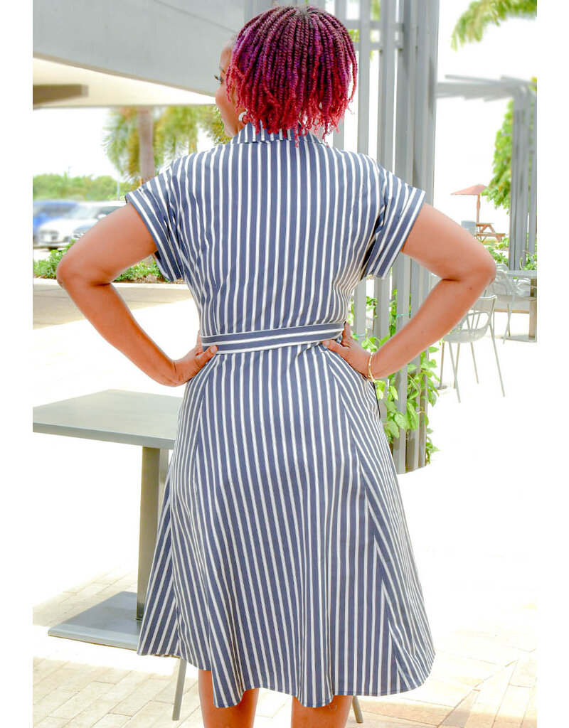 Signature KYLAH- Stripe Fit & Flare Dress with Band