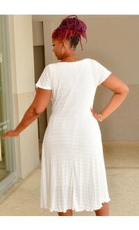 Signature ROYALTY- Short Sleeve Round Neck Dress with Tie