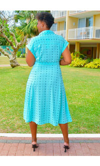 Nina Leonard KIOL- Popcorn Look Button Down Dress with Collar