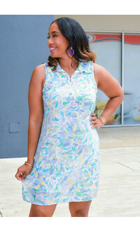 ZAC & RACHEL KLAVIO- Sleeveless Floral Dress with Collar & Zip