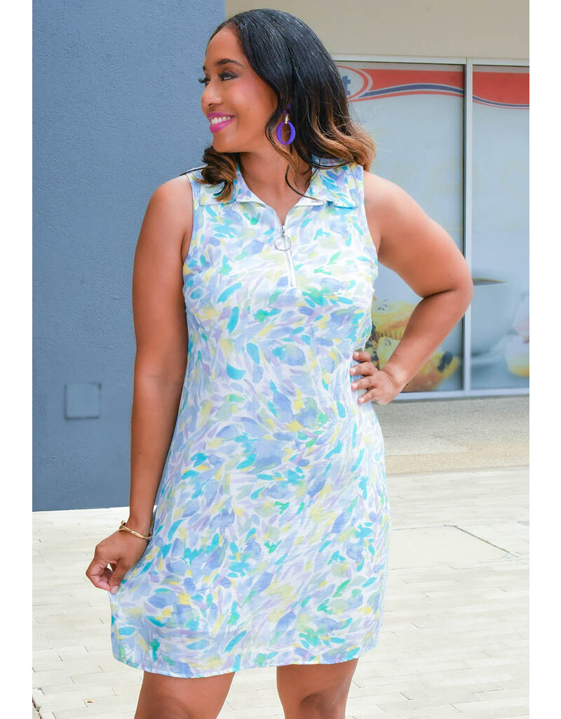 ZAC & RACHEL KLAVIO- Sleeveless Floral Dress with Collar & Zip