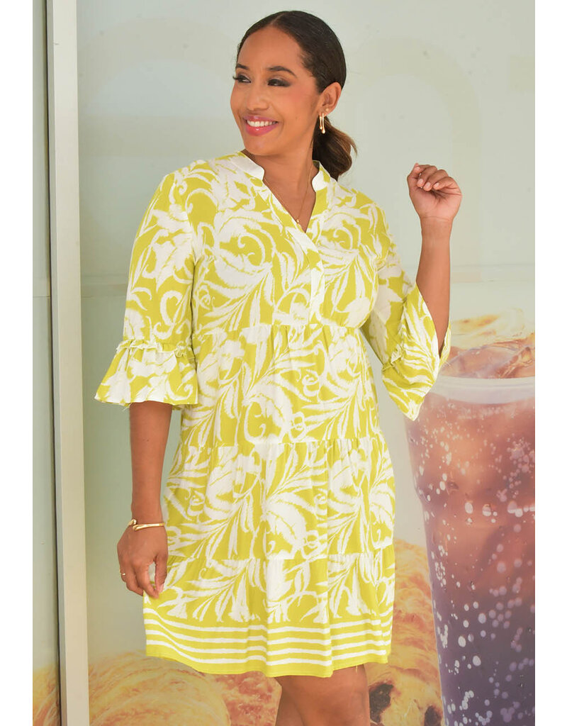 MLLE Gabrielle KORBIN- Printed 3/4 Frill Sleeve Dress
