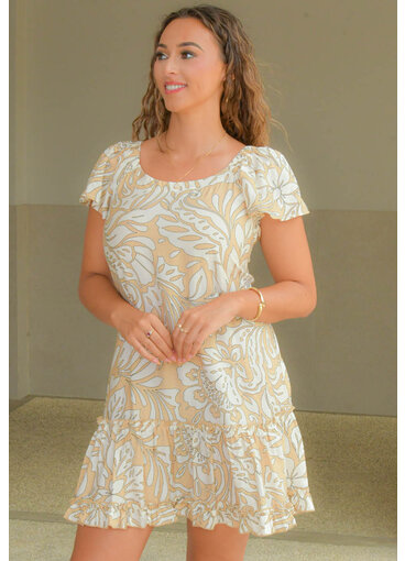 Signature KIEO- Off Shoulder Frill Hem Dress