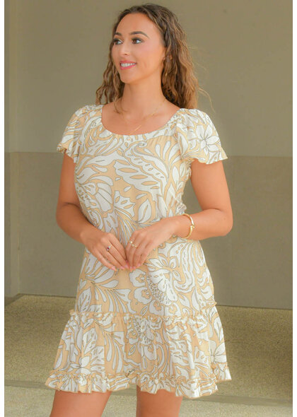 Signature KIEO- Off Shoulder Frill Hem Dress